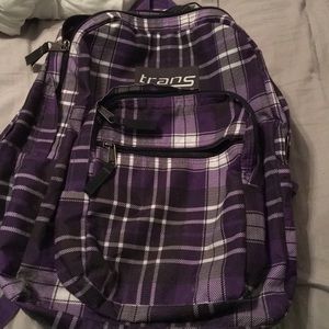 Trans backpack purple and white plaid